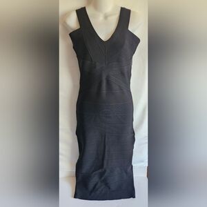 VENUS Bandage Black Midi Dress